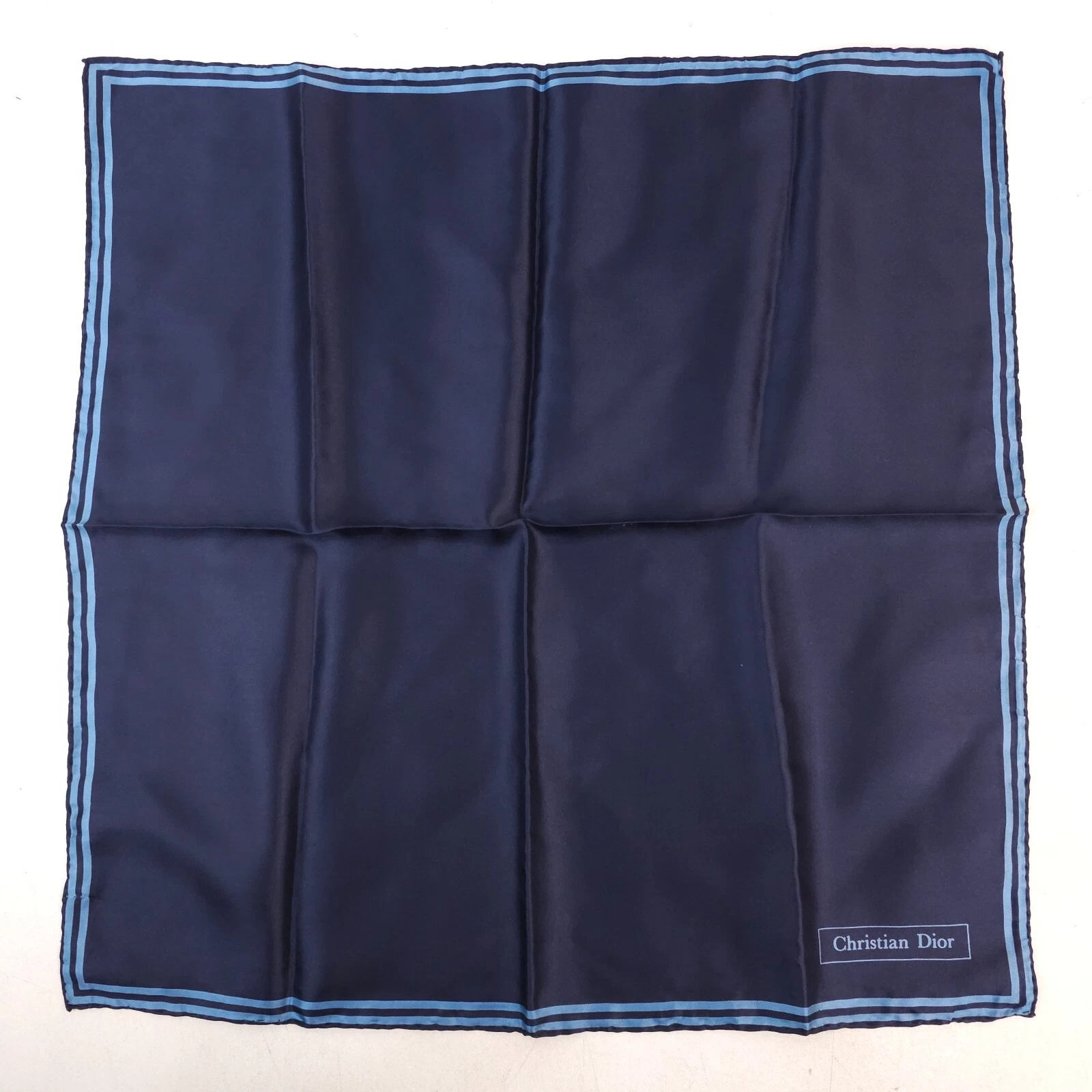 Ancien authentique foulard carré en soie CHRISTIAN DIOR laminé main 18''x18,5'' ITALIE