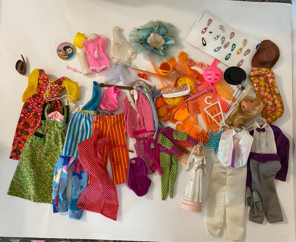 Lot of Misc. Vintage Barbie Clothes, Bags, Carrying Case and Dolls eBay