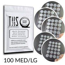 100 MEDIUM/LARGE Acne Dots, Pimple Patches, Hydrocolloid FACE Spot Dots tads20