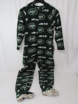 NFL New York Jets Fleece Pajamas Men's One Piece Zip Up Team PJ's Size S