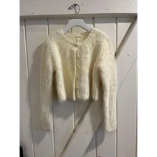 Nora lee shaggy ivory dress Cardigan NWOT