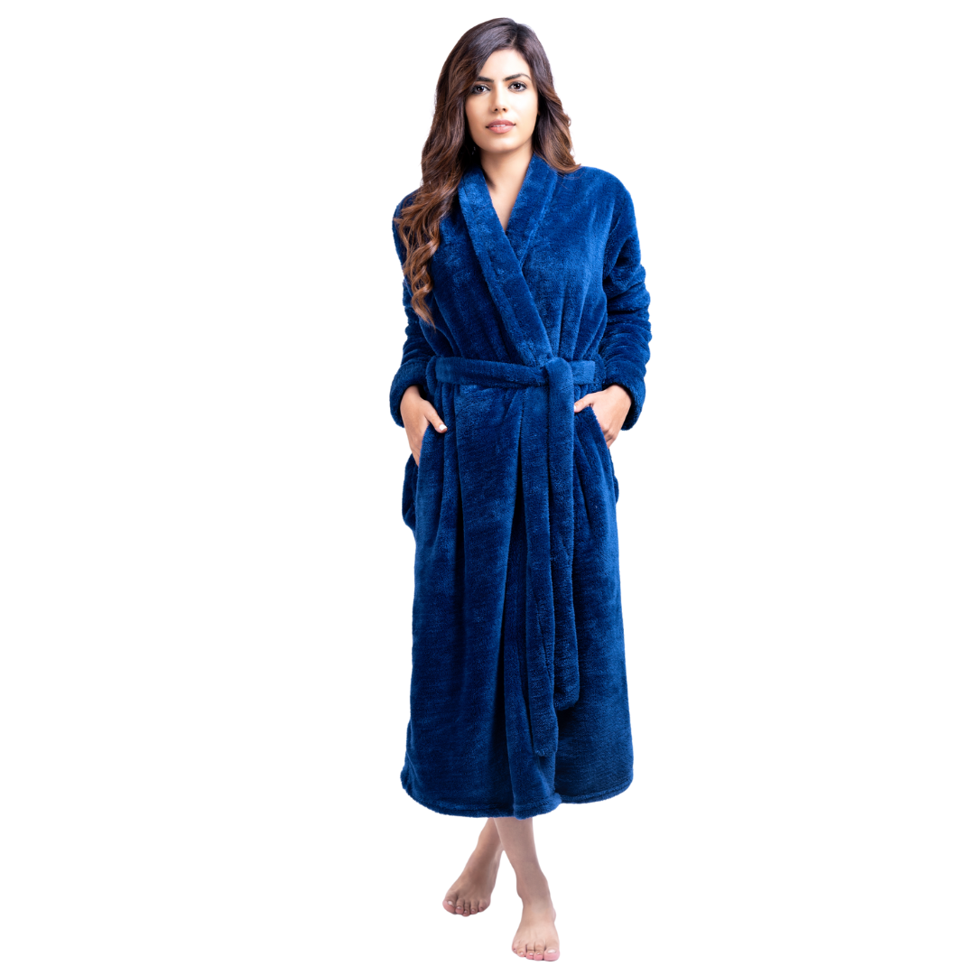 Womens Christmas Fleece Dressing Gown, Super Soft Loungewear Robe