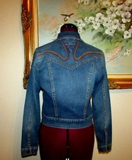 TOMMY HILFIGER YTH GIRLS/JRS SZ L MULTI-COLOR EMBROIDERED BACK YOKE JEAN JACKET
