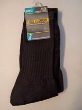 Men's Full Cushion Socks 6-12   2 Pair Black