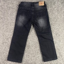 True Religion Jeans Kids 4T Black Straight Leg Denim Logo Pockets Toddler