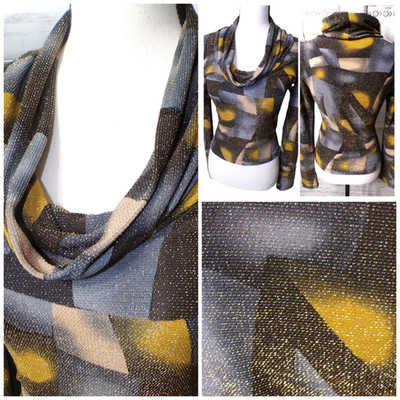 Y2k Summit Cowl top M Metallic Brown gray Gold Rave Hippie Disco Whimsigoth Boho