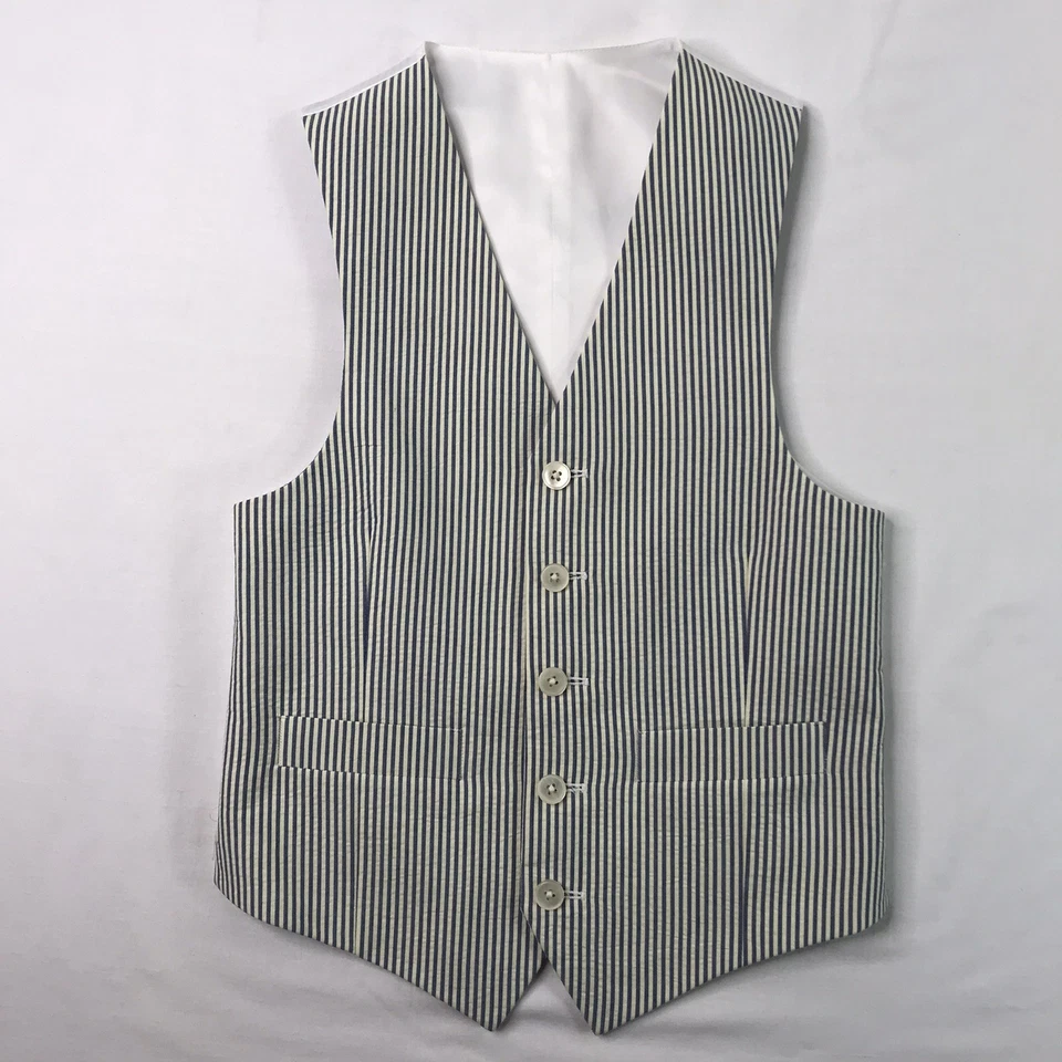 (NEW) Ralph Lauren Two-Piece Suit Seersucker Vest Pants Set Boys Size 10 / 25"W - Image 3 of 4