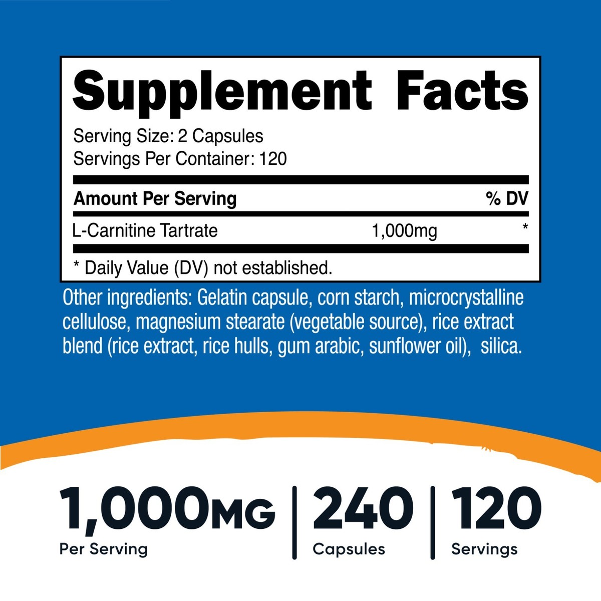l carnitina nutricost Nutricost, L-Carnitine Tartrate, 240 Capsules (500 Mg per Capsule)