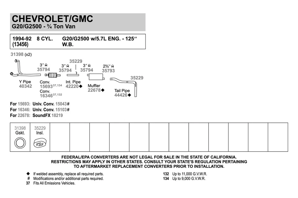 For Chevy Express 3500 96 Walker Aluminized Steel Exhaust Intermediate Pipe - Image 3 of 4
