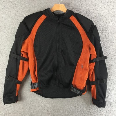 First Racing Jacket Mens XL Regular Fit Motorcycle Mesh Armor Black Orange  NEW