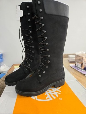 Timberland women's premium 14 IN WP boot in black NUBUCK size 7.5 m/m