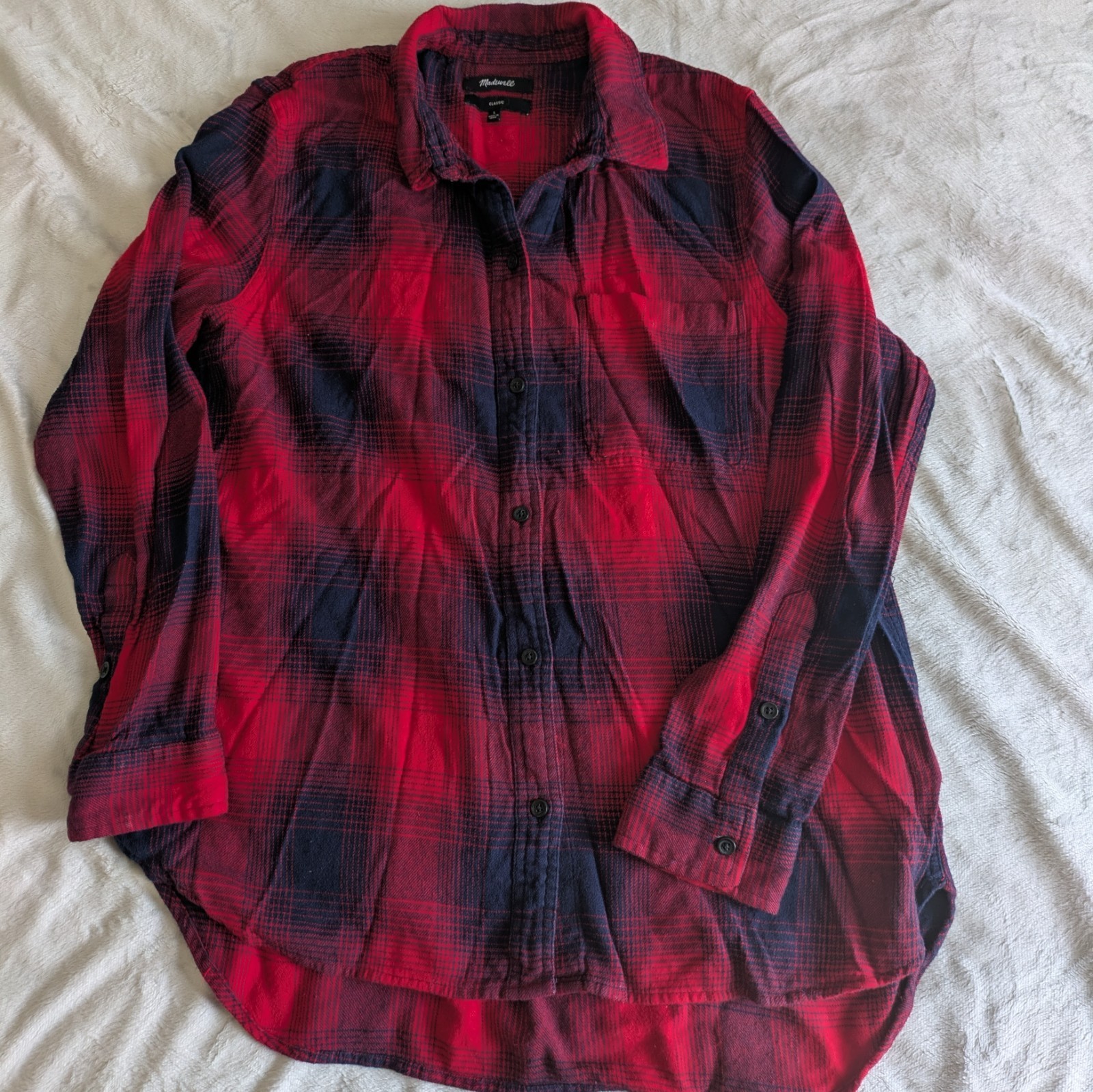 Madewell Top Womens XL Button Down Classic Ex-Boyfriend Shirt Wilder Flannel