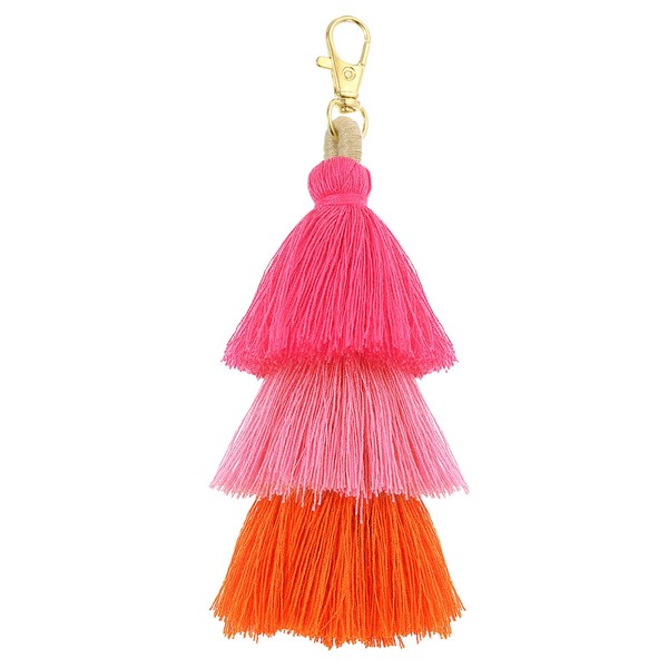 FüR Jewelry Making Tri-Lagen Quasten 17Cm Dekoration Rosenrot/Rot/Orange-image