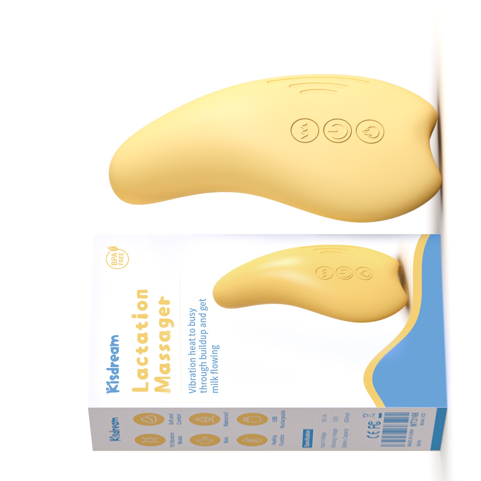 1-Warming Lactation Massager 2-in-1 Soft Breast Massager For Breastfeeding QEXT