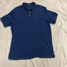 Tommy Bahama Mens Medium Island Zone Polo Shirt blue Supima Short Sleeve Golf