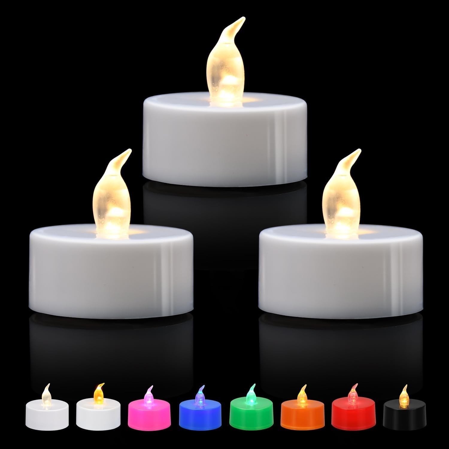 12-Pack Battery-Operated Tea Light Candles Flickering Flameless LED Lights Warm