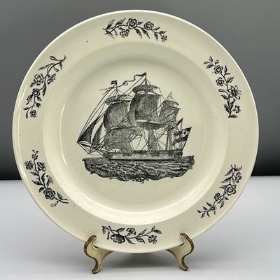 1810 Plate D HERCULANEUM LIVERPOOL Staffordshire Creamware NAUTICAL SAILING SHIP