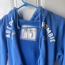 Abercrombie  Fitch Blue Zip Up With White Lettering Size Large