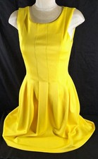 Calvin Klein Dress Yellow Fit & Flare Sleeveless Midi with Pockets Stretchy 6