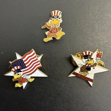 VTG Olympic Games Lapel Hat Pin Lof Of 3 1984 Los Angeles Sam the Eagle USA Flag
