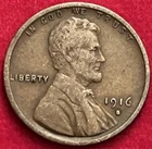 1916-S Lincoln Wheat Cent Early San Francisco Issue VG/F Details JC1338