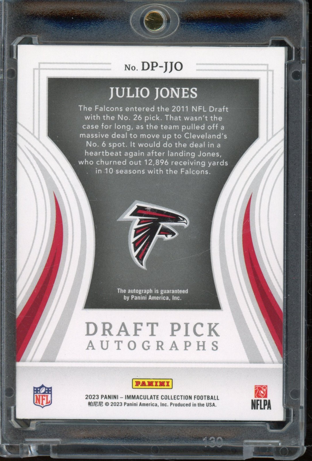 2023 IMMACULATE Julio Jones DRAFT PICK 6 Auto /25 #DP-JJO view 2