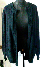 80's STEPPINGSTONES Black Open Front Cardigan Sweater L