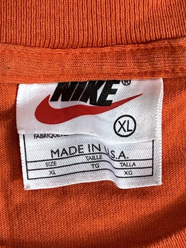 Vintage Nike Shirt Mens X-Large Orange Swoosh Logo Made USA 90s Crewneck Tee by Nike, Size XL, $30 - Photo 4