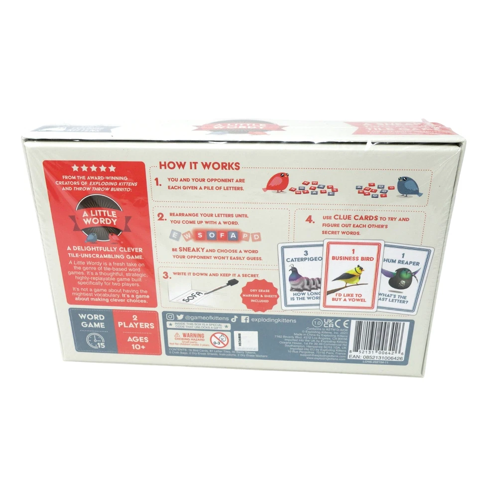 A Little Wordy by Exploding Kittens A Game For 2 Players Age 10+ 2021 Sealed - Image 4 of 4