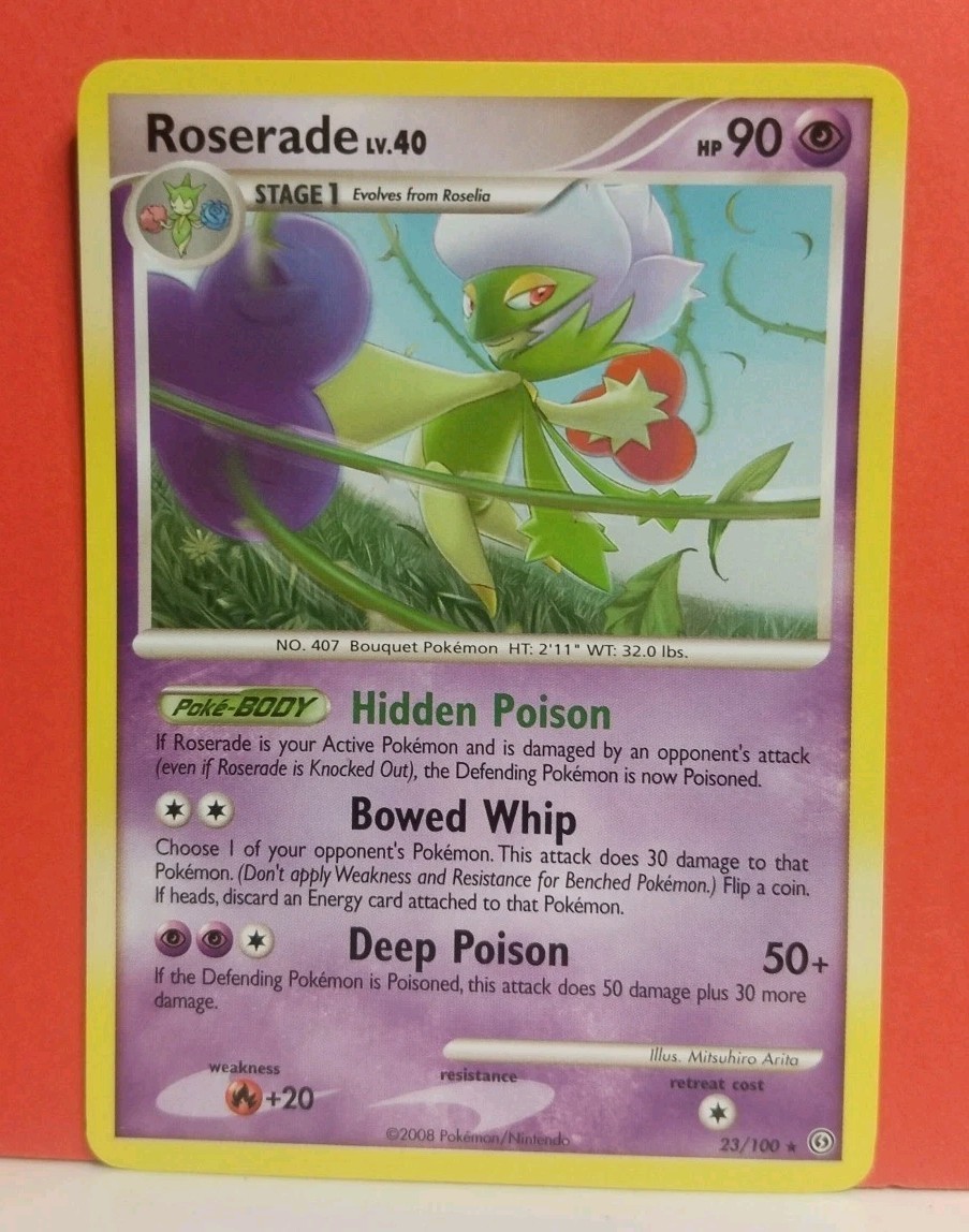 Roserade 23/100 Regular Rare Diamond Pearl Stormfront Pokémon Card Nintendo 2008