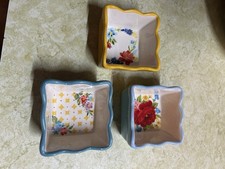 Pioneer Woman Set Of Three Small Square Bowls 3.5 Inch ￼
