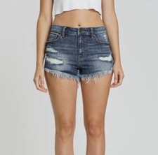 EUNINA Jean Shorts Size Medium Lulu High Rise Cut Off Shortie Distressed