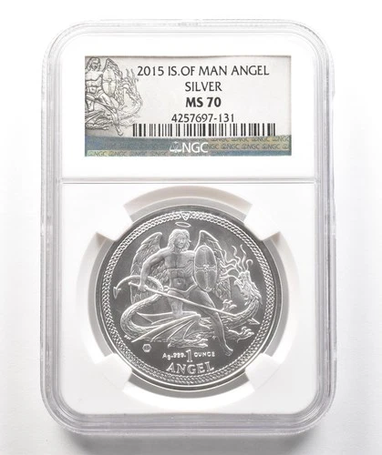 2015 Isle Of Man Silver Angel 1 Oz MS70 NGC *4281