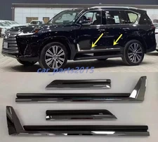 ABS Black + Chrome Body Door Side Molding Cover Trim For Lexus LX600 2022-2023