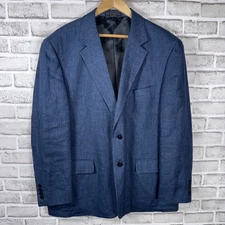 Haspel 100% Linen Jacket 44 S Navy Blue Blazer Southern Gentleman 2 Button