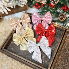 New Christmas Bow Sparkly Bow Christmas Tree Decor Hanging Ornament for Christma