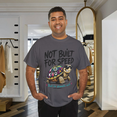 Not Built For Speed Funny Turtle Graphic T-Shirt