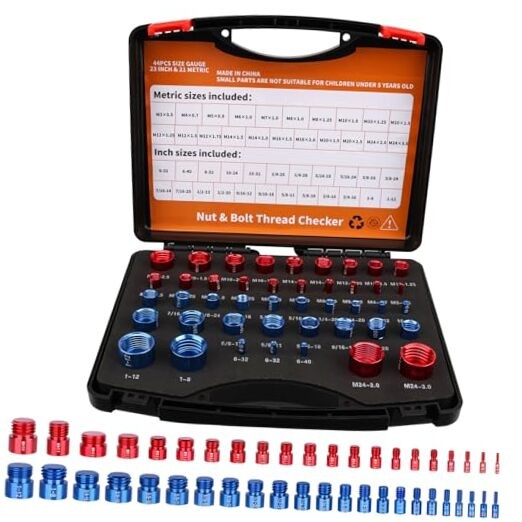44pcs Nut and Bolt Thread Checker, Thread Gauge for Tricky Areas, 23 Inch & 21 