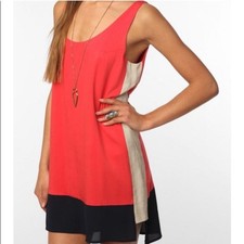 Urban Outfitters Sparkle & Fade Color Block Mix Media Slight Hi Low Mini Dress S
