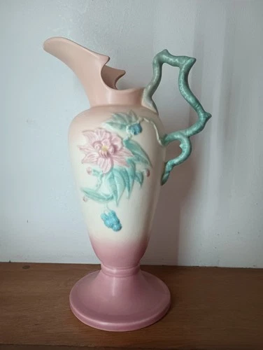 Hull Art Pottery Pink Green Cream Floral Hand Painted Ceramic Vase