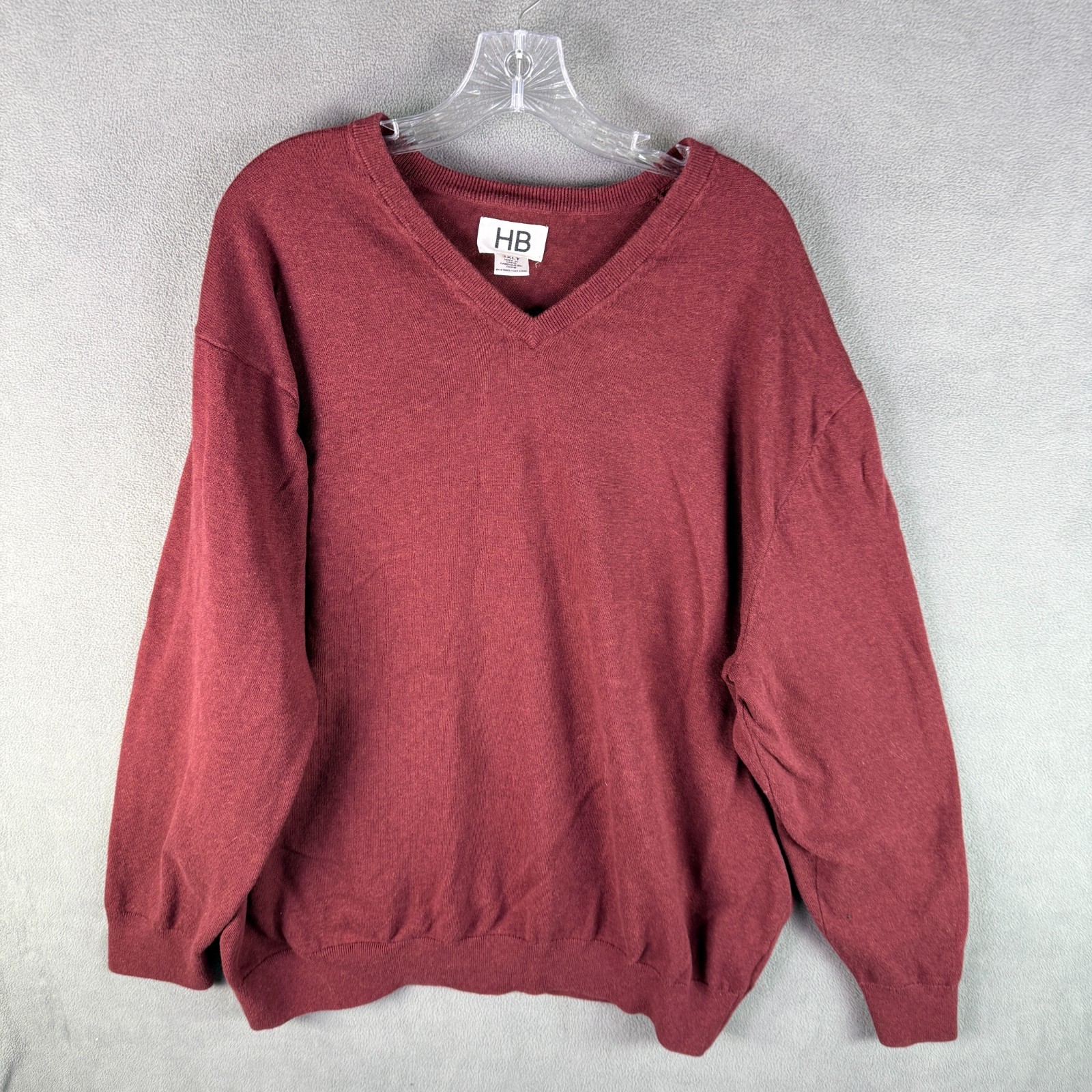 HB Harbour Bay Sweater Mens 3XLT Big &Tall V-Neck Pullover 100% Cotton Grandpa