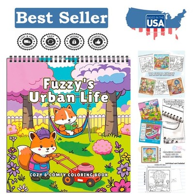 Creative Mindfulness Coloring Book for Kids & Adults - 32 Urban Animal Scenes