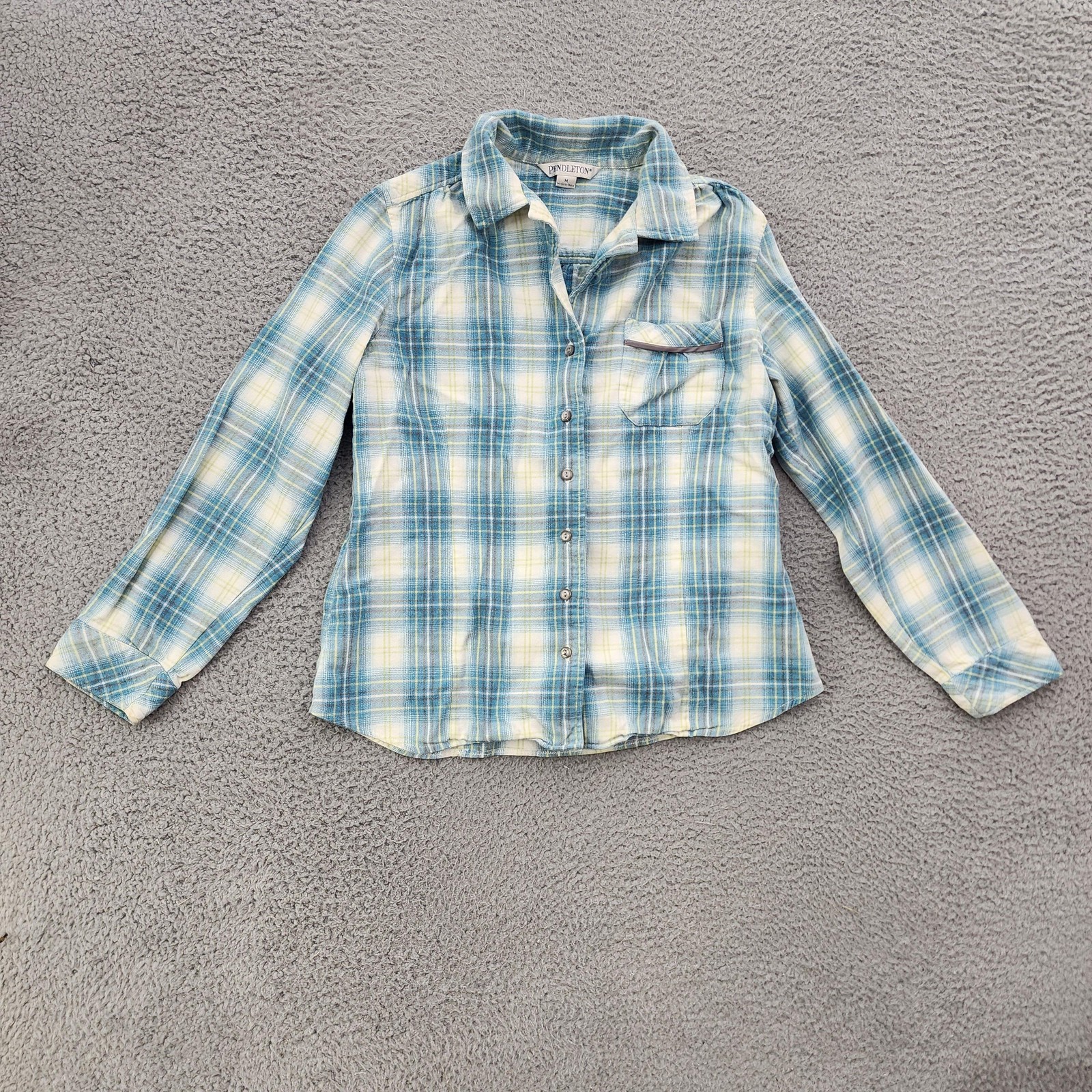 Pendleton Button Down Womens Medium Blue White Pl… - image 1