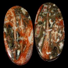 Paire de jaspe en peau de léopard 100 % naturelle cabine ovale 11 x 22 x 5 mm...