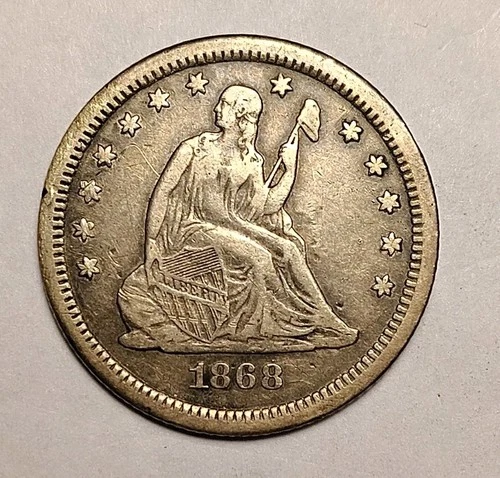 1868-S~ Seated Liberty 25c ~ Better  Date ~ Ch VF DETAILS