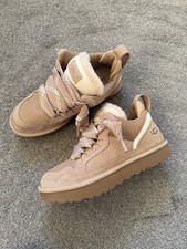 UGG Women's Lowmel Sand Beige Suede Sheepskin Trainers, UK Size 6