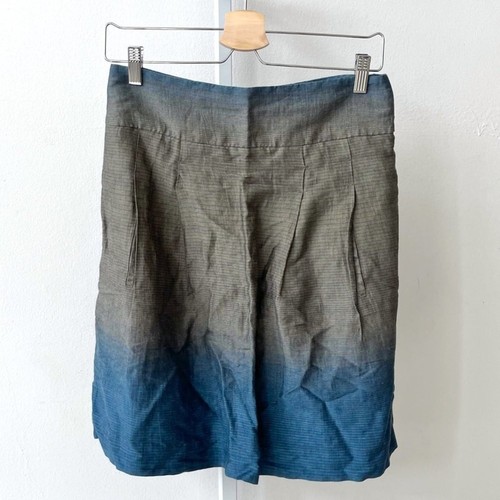 Vince Linen Cotton Ombre Skirt A-line Shimmery Gray Blue Size 4