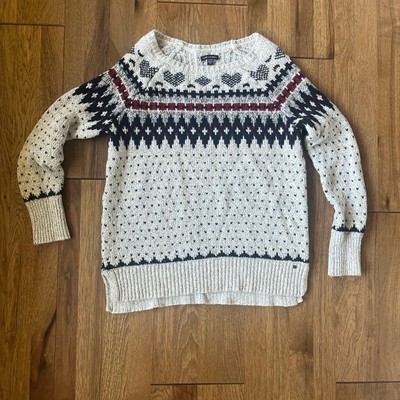 American Eagle Vintage Fair Isle Crew Neck Sweater Women's Size Small Ski Winter