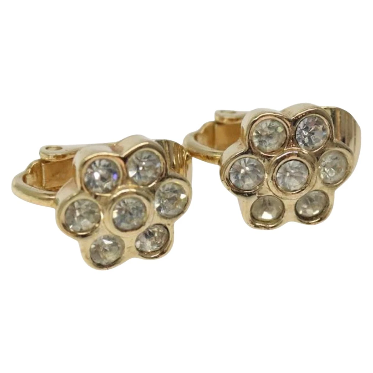 Bijou boucle d'oreille Dior métal doré authentique
