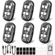 Upgraded 4LEDs 6PCS Wireless LED Strobe Lights, 8 Colors 6PCS Upgraded 4LEDs